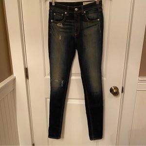 RAG & BONE JEANS JUSTINE SKINNY BLUE DISTRESSED DENIM 5 POCKET ZIP FLY SIZE 26